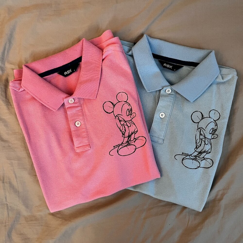 Disney Mickey Mouse Polo Shirt Bundle Pink Blue K-Fashion Size M